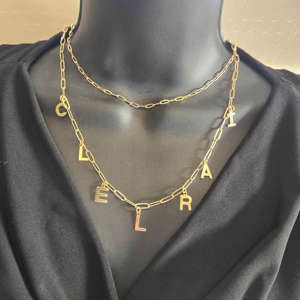 Handmade Customized Initial Necklace In Golden Stainless Steel Personalized Gift